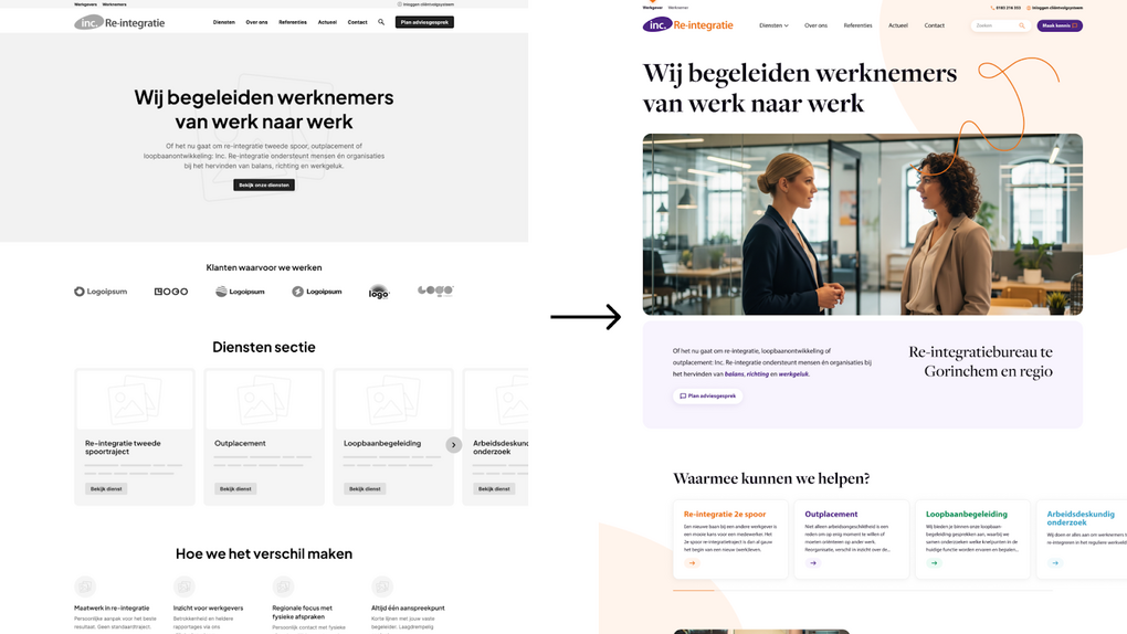 Voorbeeld van UX design (wireframes) naar UI design