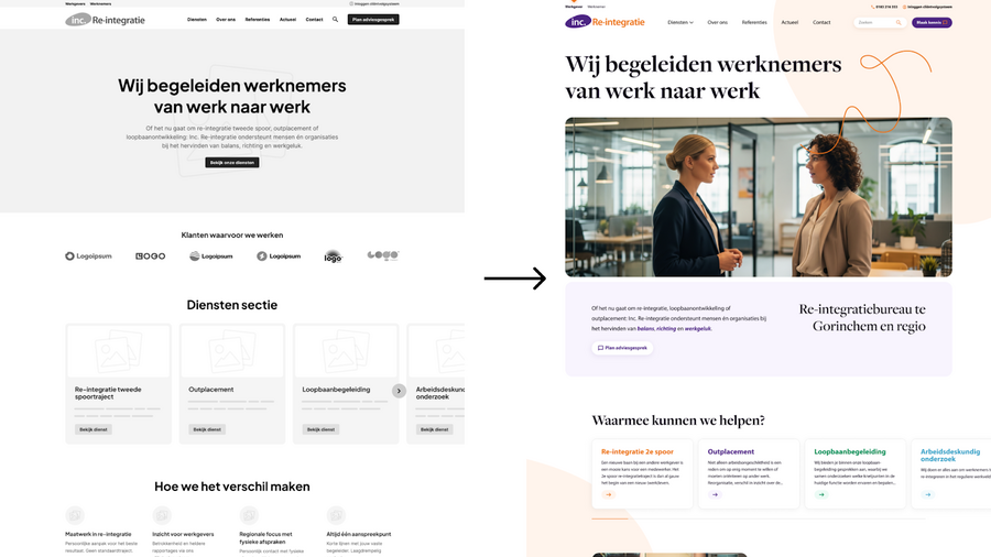 Voorbeeld van UX design (wireframes) naar UI design