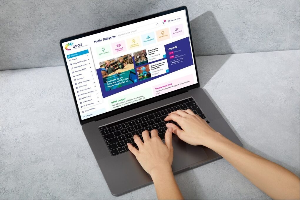 Startpagina van een intranet die we voor het onderwijs hebben ontwikkeld.