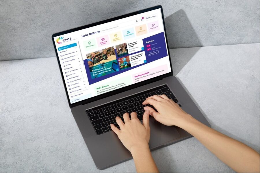 Startpagina van een intranet die we voor het onderwijs hebben ontwikkeld.