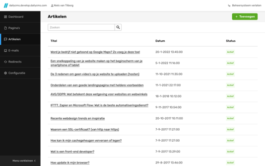 Artikelen - Gestructureerde lijst met data zoals artikelen