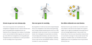 energiedirect.nl: Voordelen met social proof gecombineerd.