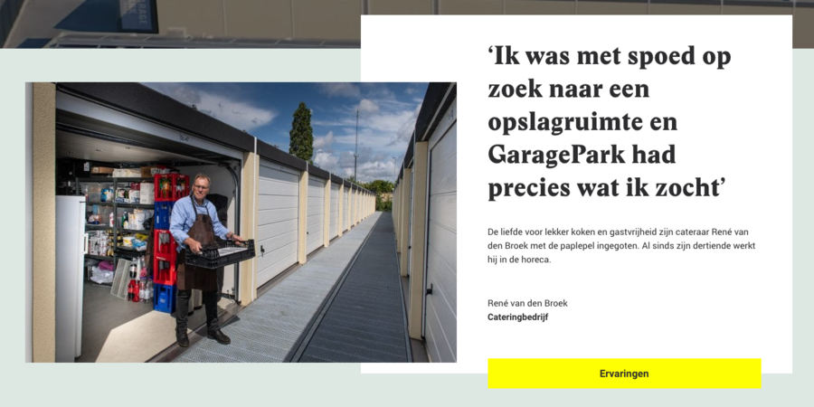 garagepark.nl: Citaat, foto, naam van persoon en bedrijf.