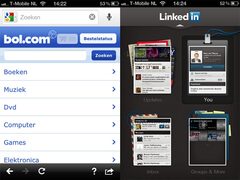 De Mobiele website van bol.com (links) en de app van LinkedIn (rechts). Bol.com biedt veelal inhoud aan in productvorm. LinkedIn biedt ook content, al spelen de functionaliteiten binnen de app een grote rol omtrent het gebruik van deze content.