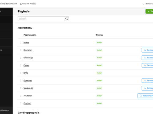 Helder overzicht van pagina's binnen de website