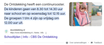 Screenshot schooltijden blog menustructuur